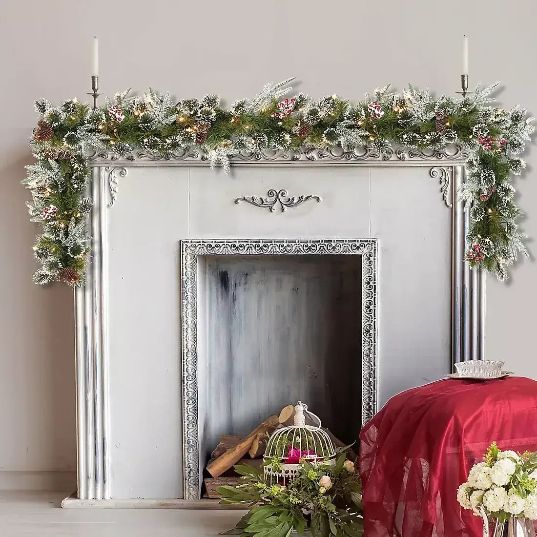 Puleo International 9' x 10" Decorated Christmas Garland with 100 ct. Lights