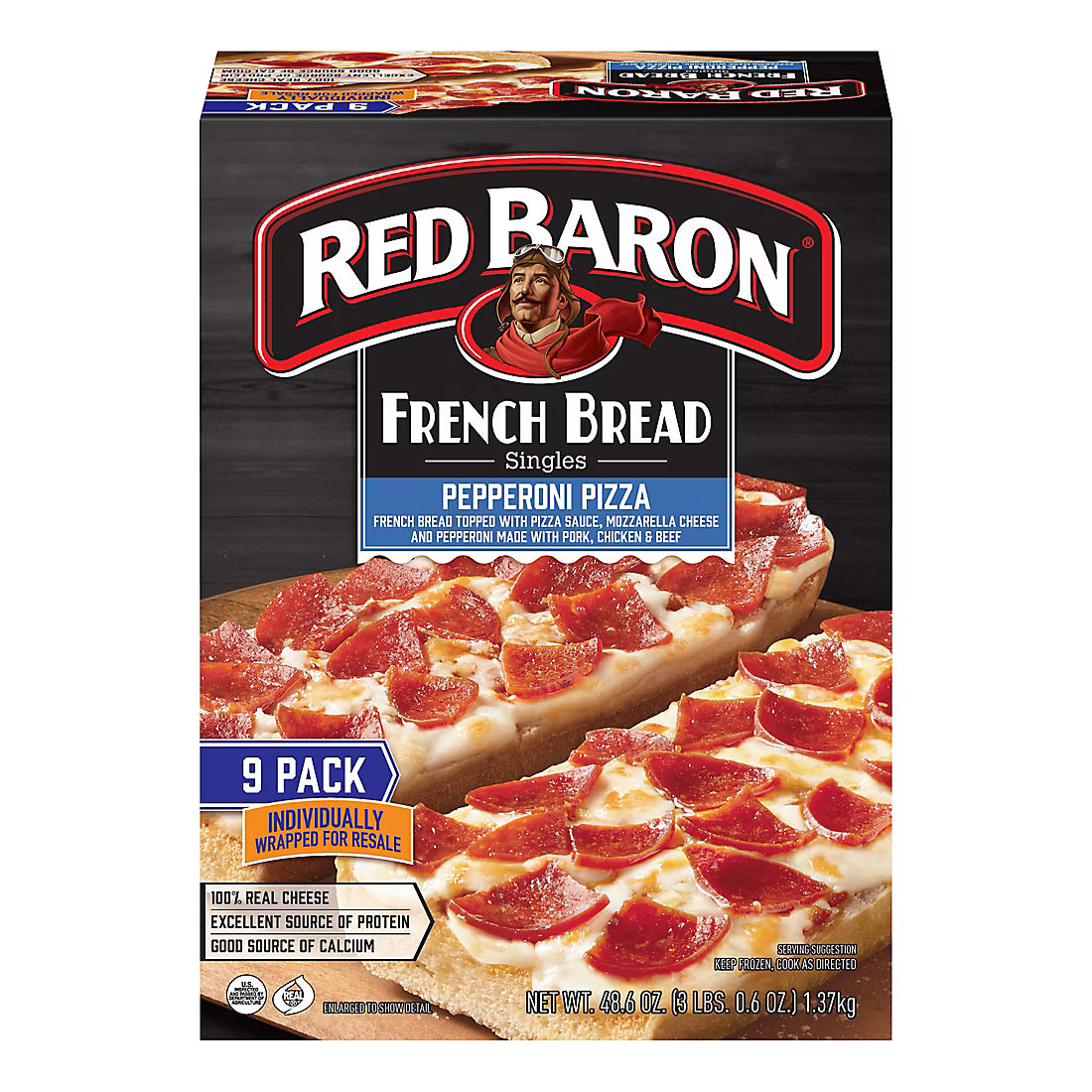 Red Baron Pepperoni French Bread Singles, Frozen Pizza, 9 ct.