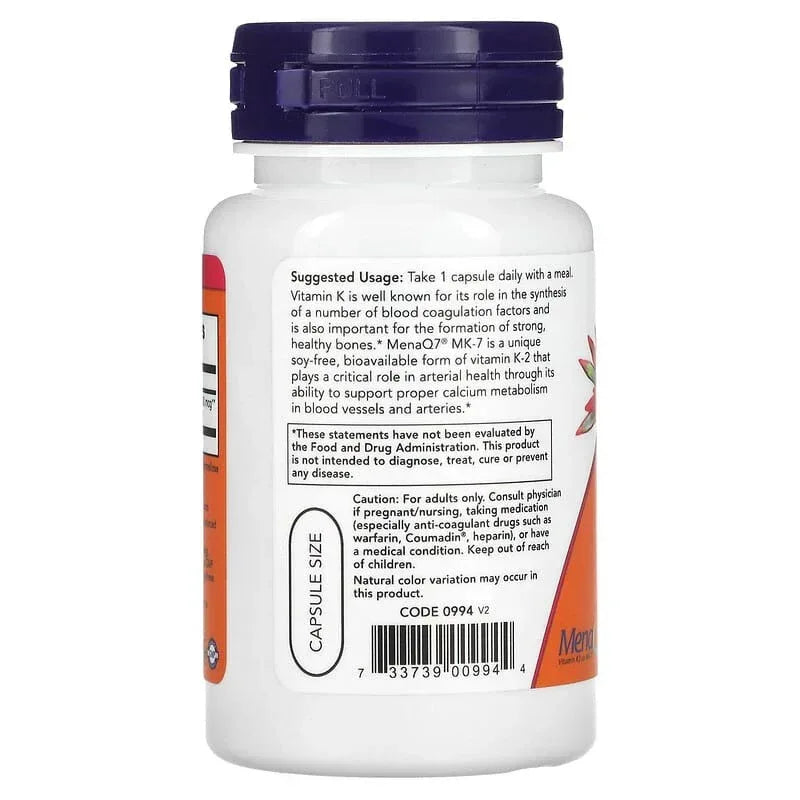 NOW Foods, MK-7 Vitamin K-2, 300 mcg, Veg Capsules