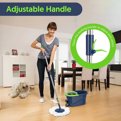 SUGARDAY Spin Mop and Bucket with Wringer Set for Floors Cleaning Heavy duty System, Green