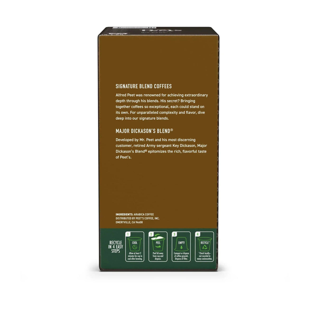 Peet's Coffee Major Dickason's Blend Premium Dark Roast Single Serve Coffee Pods, 22 Count