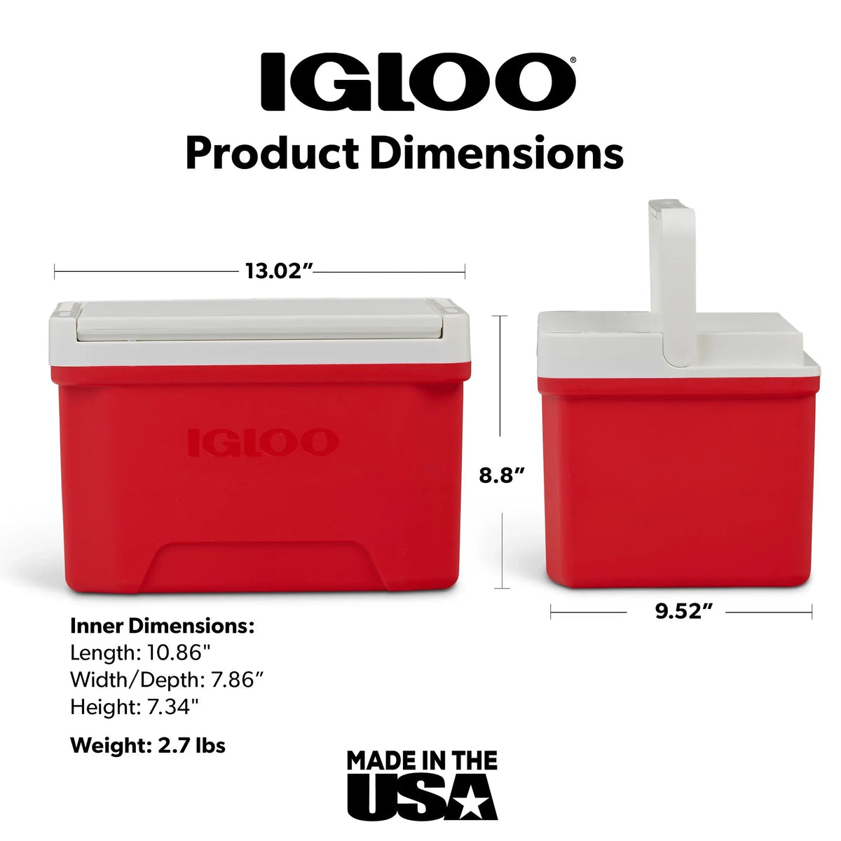 Igloo Small Cooler, 9 Quart Laguna Ice Chest, 13 Can Capacity, Red