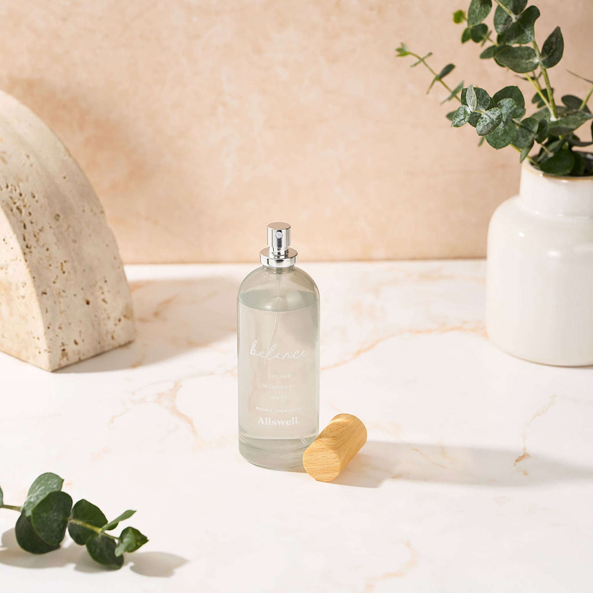 Allswell Balance (Balsam + Mahogany + Musk) Scented Room and Linen Spray 3.4 Fl Oz (100mL).