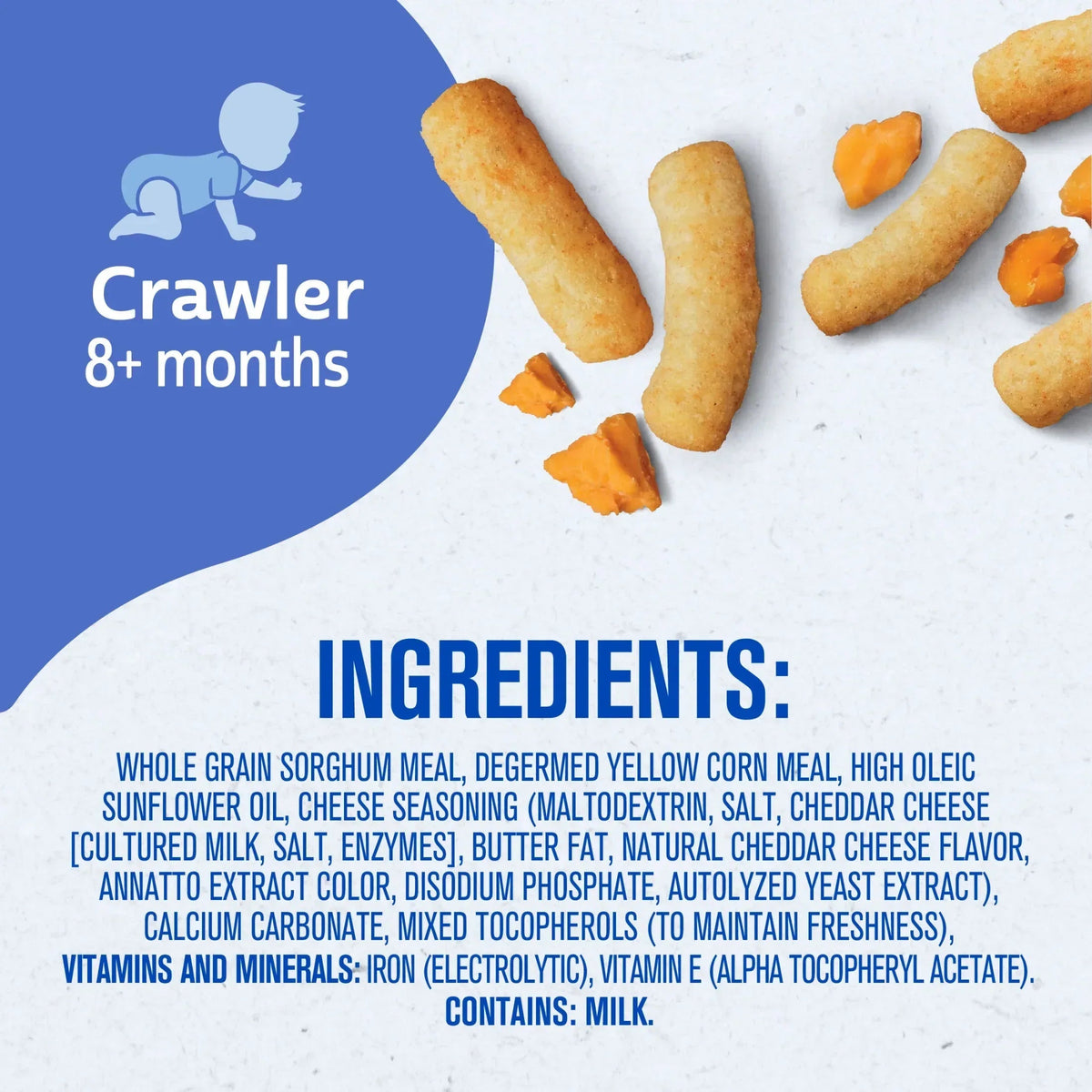 Gerber Stage 3 Baby Food Snacks, Mild Cheddar Lil' Crunchies, Baby Led Feeding 1.48 oz