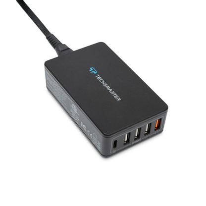 Techsmarter 63W 5-Port USB C PD Desktop Wall Charger, Multi Port Charging Station. For MacBook Air, iPad Air/Pro, iPhone, Samsung Galaxy, Motorola, LG & Android
