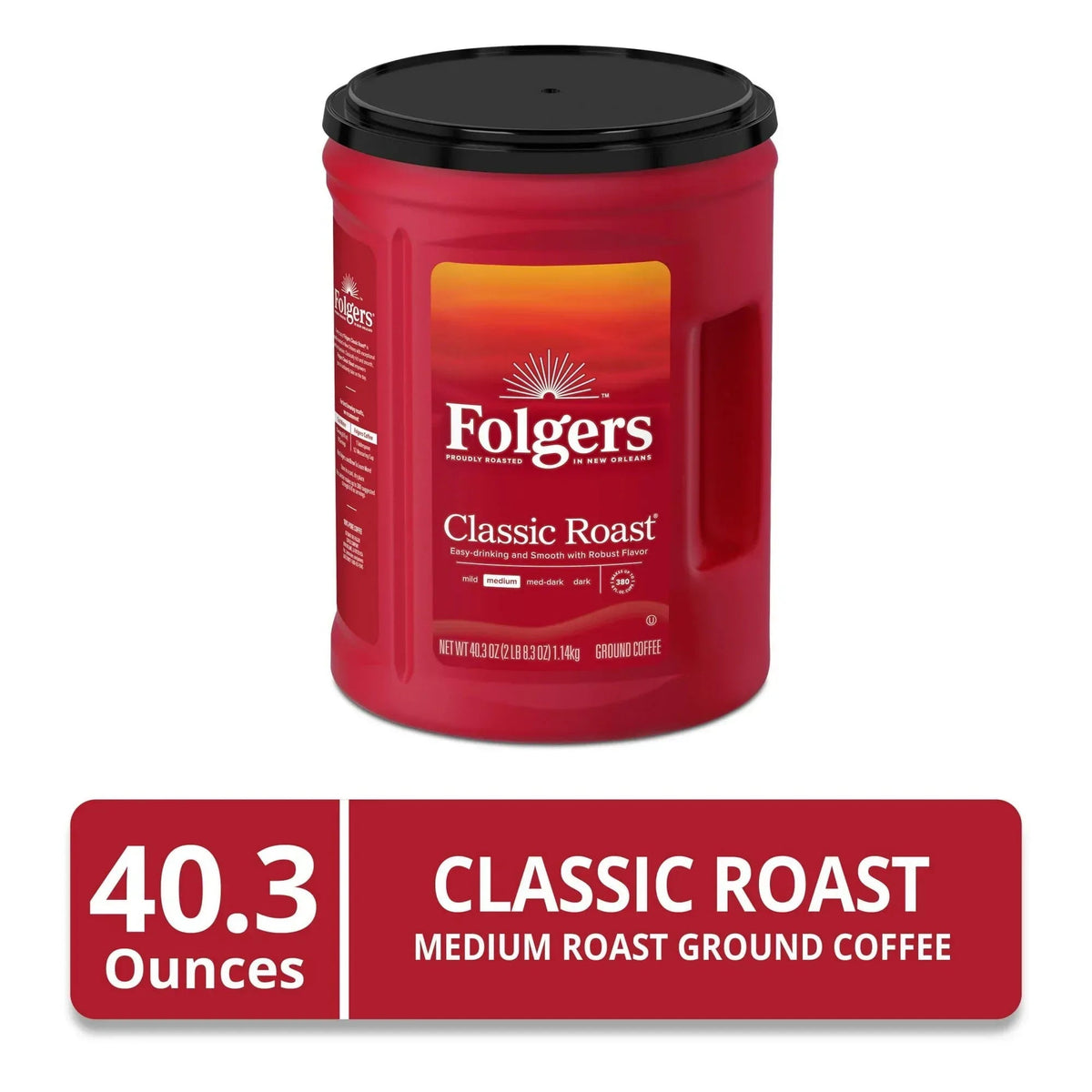 Folgers Classic Roast Ground Coffee, Medium Roast, 25.9 oz Canister