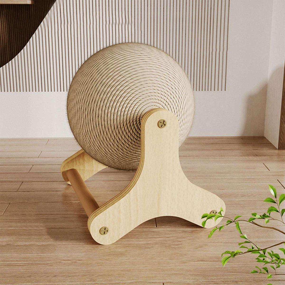 SPOORYYO Cat Scratcher Toy, Cat Exercise Wheel Toy, Natural Sisal Cat Scratching Ball with Stable Stand, Spinning Cats Ball Interactive Exercise Toy, Indoor Outdoor Pet Supplies for Cat Lovers