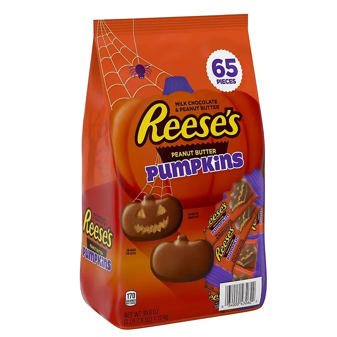 Reese's Milk Chocolate Peanut Butter Pumpkins Candy, Halloween, Bulk Bag, 65 Pc./39.8 oz.