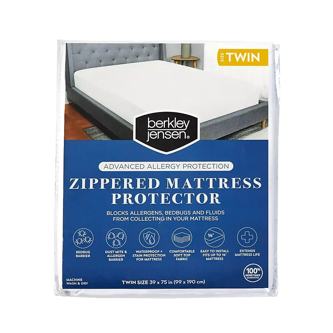 Berkley Jensen Allergy Advanced Zippered Twin-Size Mattress Protector