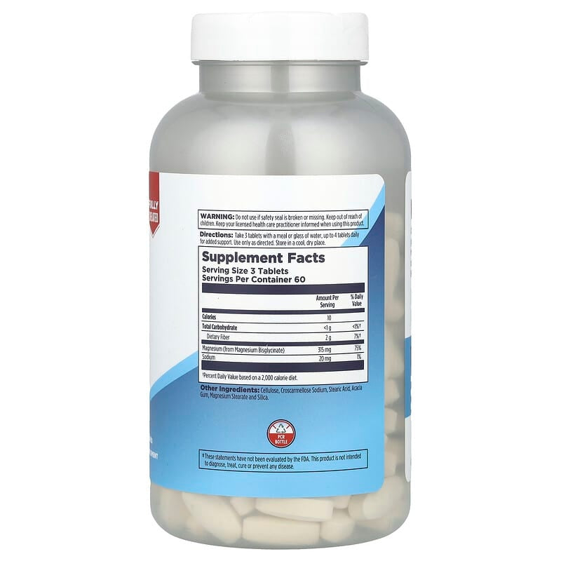 KAL, Chelated Magnesium Bisglycinate, 180 Tablets (105 mg per Tablet)