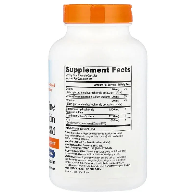 Doctor's Best, Glucosamine Chondroitin MSM, Veggie Capsules