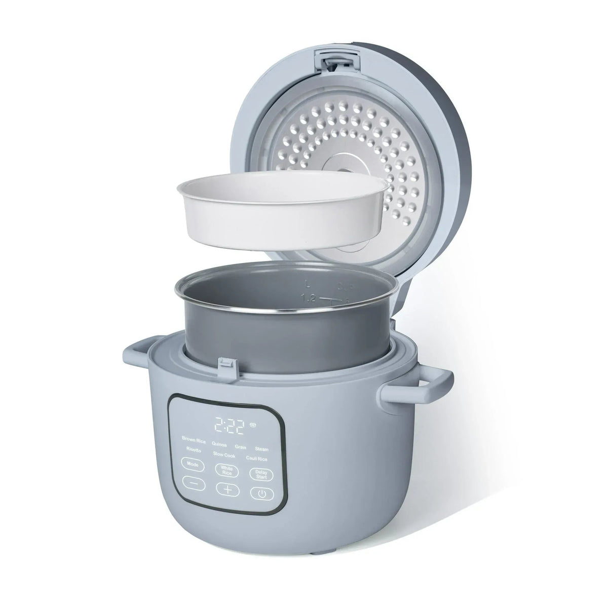 Beautiful 14-Cup Cooked, 6-Cups Uncooked Electric Rice and Grain Cooker, EverGood™ Ceramic Nonstick Coating, Cornflower Blue by Drew Barrymore