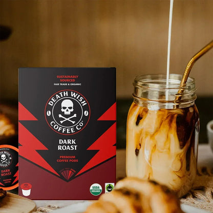 Death Wish Coffee, Organic and Fair Trade, Dark Roast, Single-Serve Coffee Pods, 18 Count