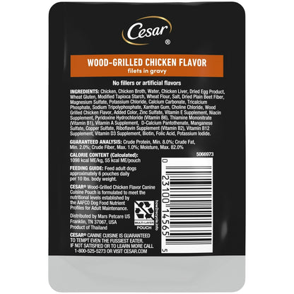 Cesar Filets in Gravy Wood-Grilled Chicken Flavor Wet Dog Food, 1.76-oz Mini-Pouches