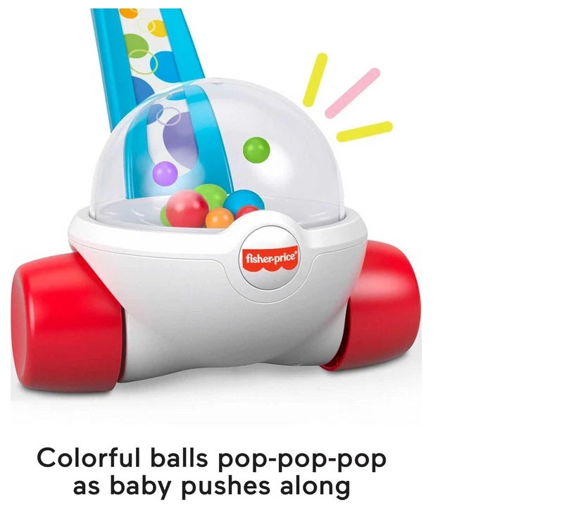 Fisher-Price Baby & Toddler Toy Corn Popper Blue Push-Along with Ball 2-Piece As