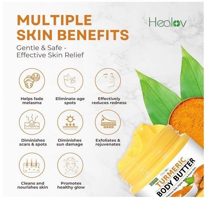 Turmeric Face Cream – All Natural Skin Brightening Lotion – Turmeric Whipped Bod
