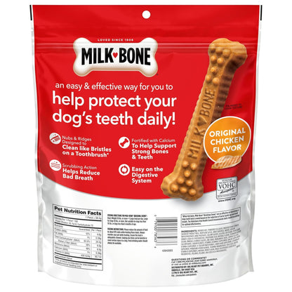 Milk Bone Brushing Chews Original Chicken Flavor Daily Dental Dog Treats, Large, 33.7 oz Bag