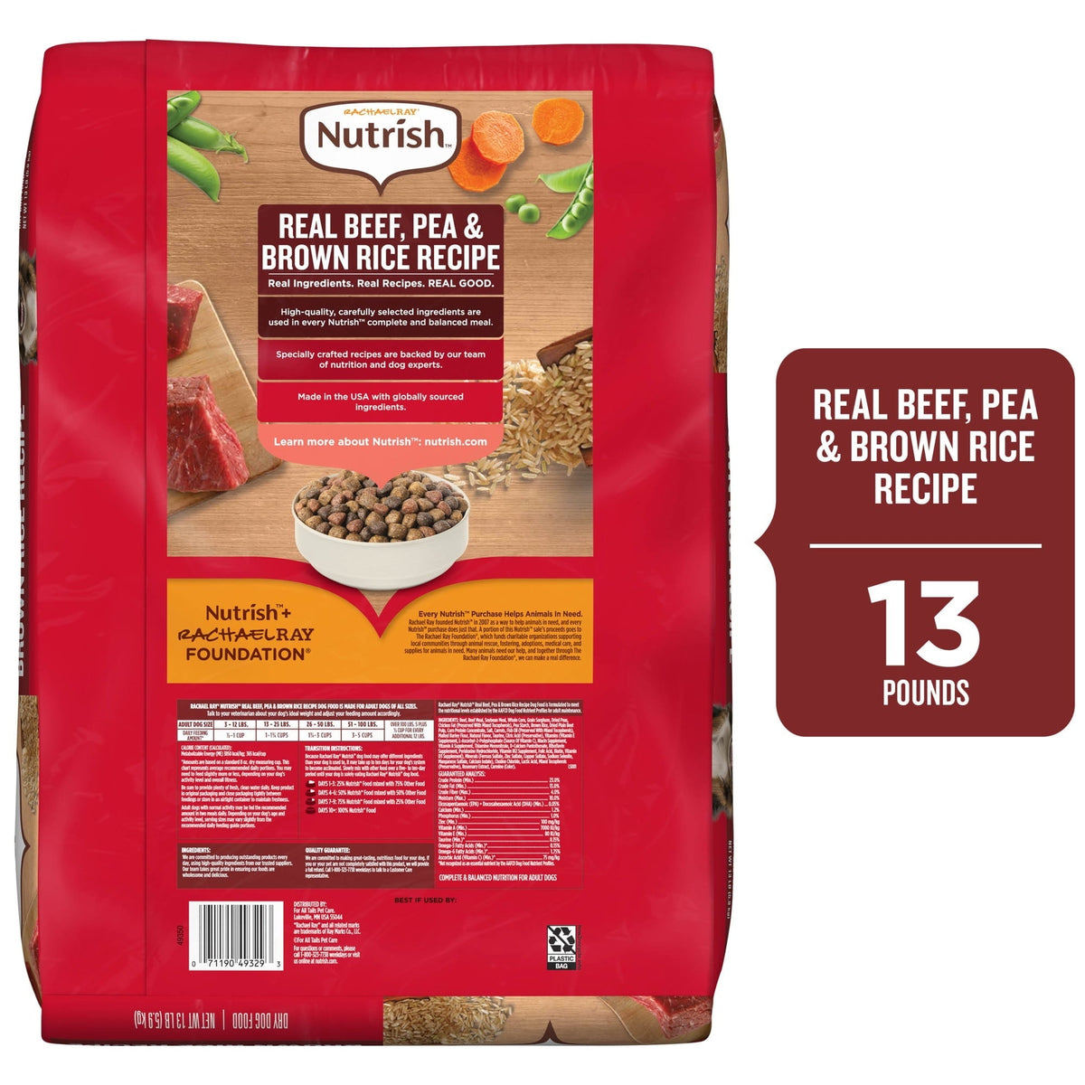 Rachael Ray Nutrish Adult Dry Dog Food Real Beef, Pea & Brown Rice Recipe