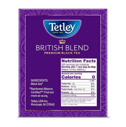 Tetley British Blend Premium Black Tea, 320 Teabags, Rainforest Alliance Certif