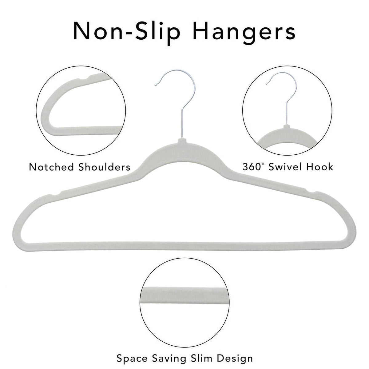 Better Homes & Gardens Velvet Adult Clothing Hangers, Beige, Non-Slip, Space Saving, 30 Count