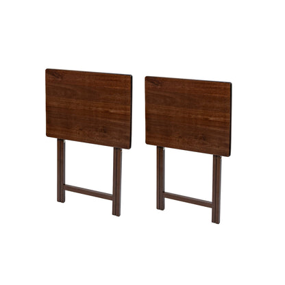 Mainstays Modern Indoor Folding Tray Table Set of 2, Walnut Finish, Solid Rubberwood, 19 x 14.5 x 26 Inches
