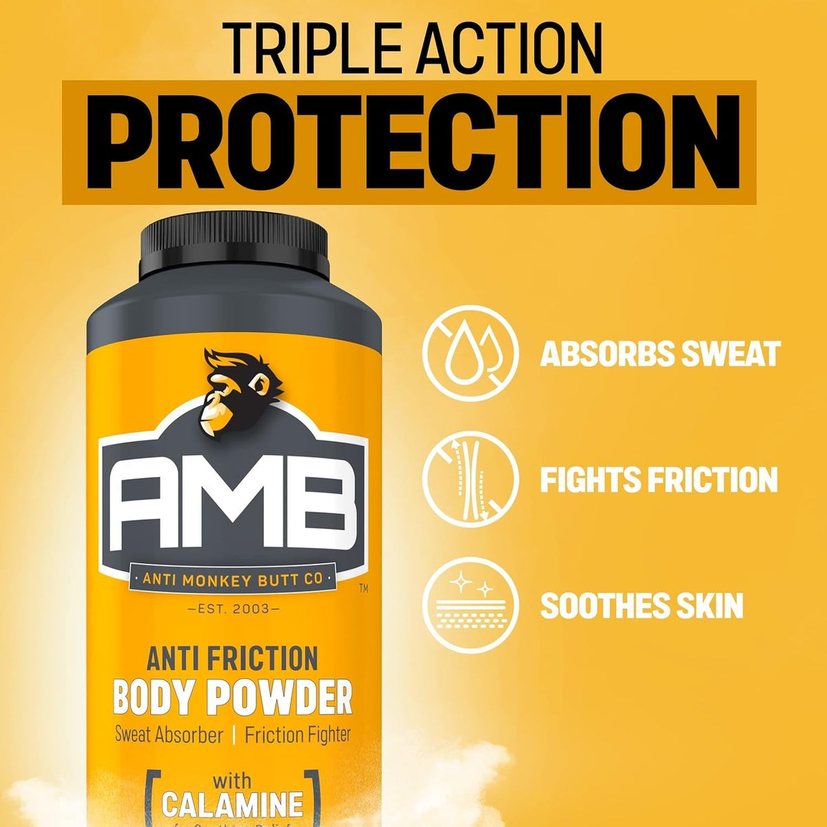Anti Monkey Butt Travel-Size Body Powder with Calamine - Talc-Free Sweat, Odor, & Friction Relief - Chafing Protection for Active Lifestyles - 1.5 oz - Pack of 12