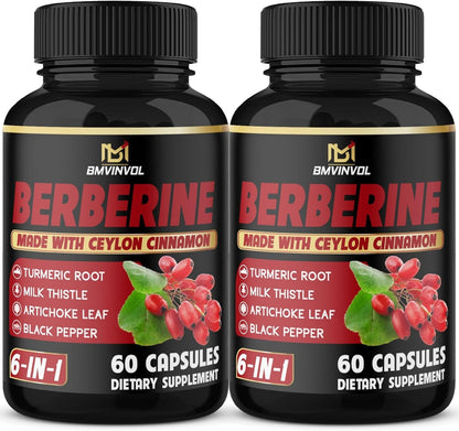 Berberine with Ceylon Cinnamon, Turmeric, Milk Thistle, Artichoke, Black Pepper - 150 Count - Pack of 1