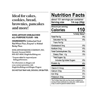 King Arthur Baking Company Non-GMO Project Verified, Certified Kosher Unbleached All Purpose Flour, 5 lb Bag