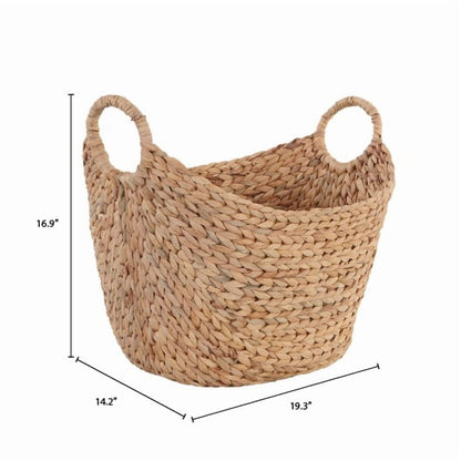 Better Homes & Gardens Extra Large Natural Woven Water Hyacinth Boat Decorative Storage Basket, (extra large 19 in x 17 in x 14 in) & (large 14 in x 11 in x 8.5 in)