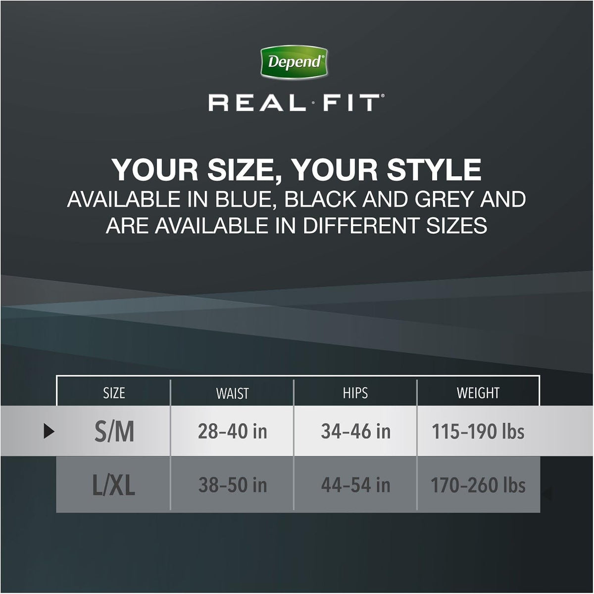 Depend Real Fit Adult Diapers, Incontinence Underwear for Men, Disposable, Maximum Absorbency, Small/Medium, Black, 56 Count (2 Packs of 28), Packaging May Vary