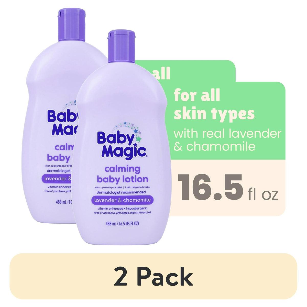 Baby Magic Calming Baby Lotion, 16.5oz, Lavender & Chamomile, Free of Parabens, Phthalates, Sulfates and Dye