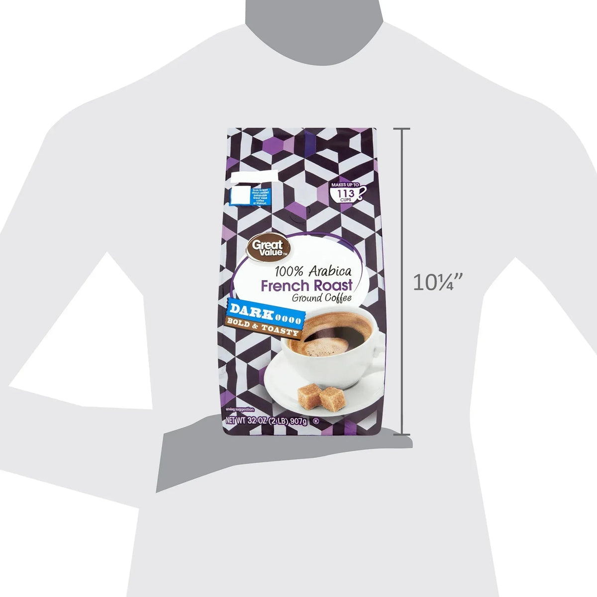 Great Value French Roast Ground, 100% Arabica, Medium Roast, Ground Coffee, 32 oz
