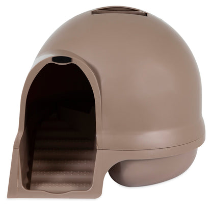 Petmate Booda Dome Clean Step Plastic Enclosed Cat Litter Box with Steps, 95 % Recycled, Titanium