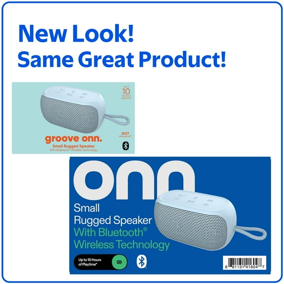 onn Small Rugged Speaker with Bluetooth Wireless Technology, Blue
