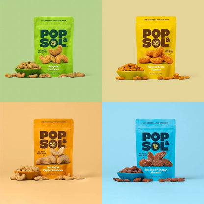 Pop & Sol by Nuts.com, Jalapeño Cashews, 4 oz Bag
