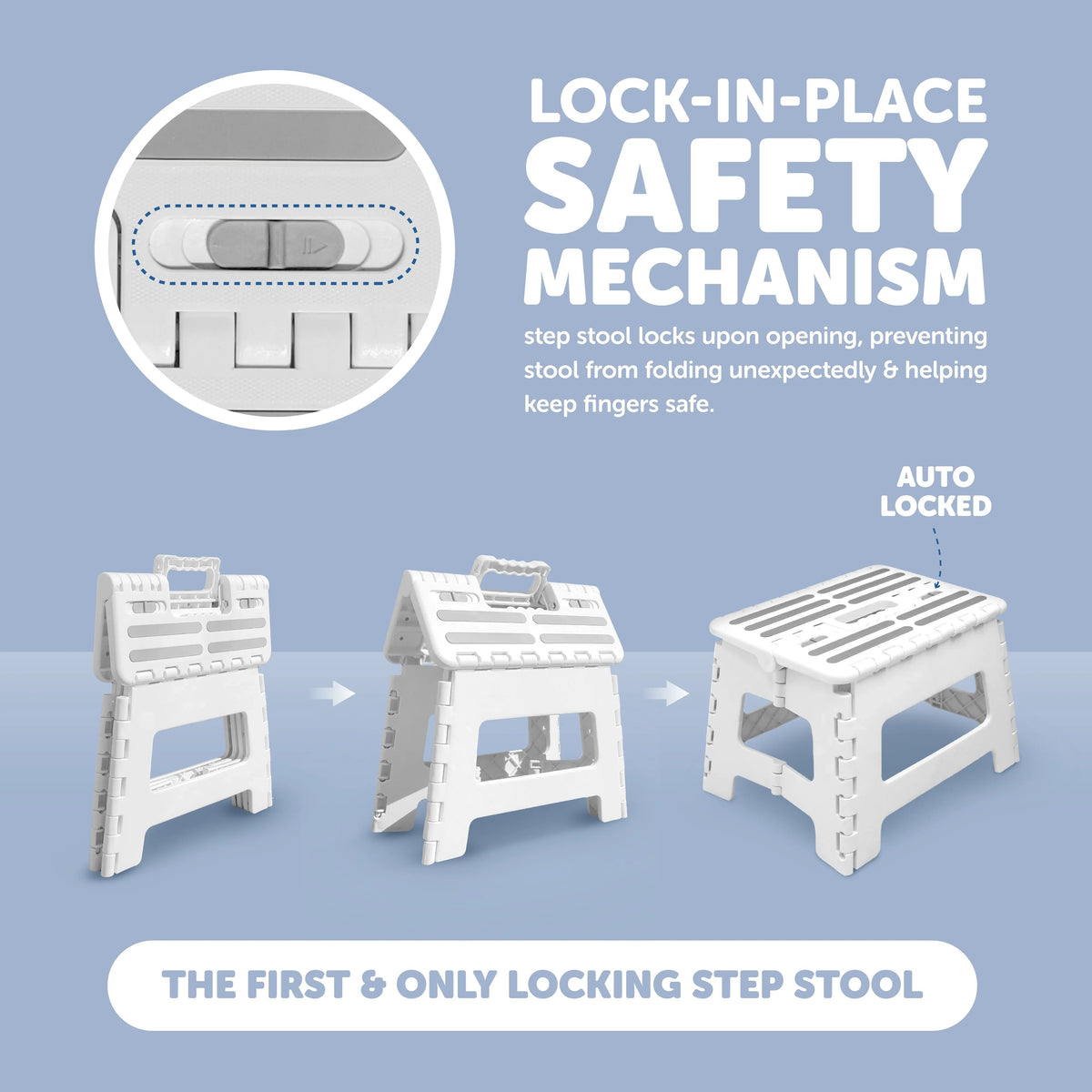 Jool Baby Click N’ Climb Locking Step Stool with Non-Slip Surface and Carry Handle, White