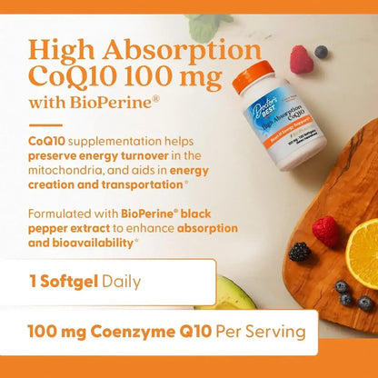Doctor's Best High Absorption CoQ10, 200 mg, 60 Softgels