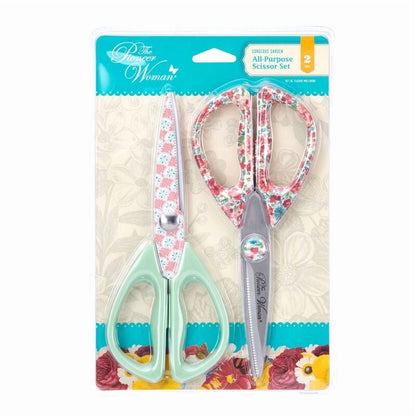 The Pioneer Woman 2-Piece All-Purpose Shears Set, Stainless Steel, Gorgeous Garden Pattern