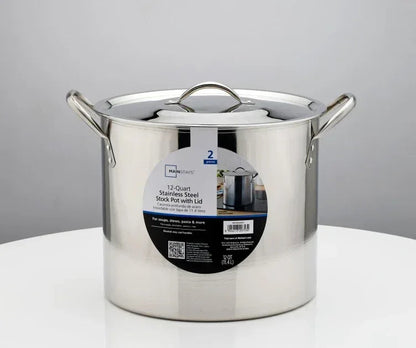 Mainstays 12-Qt Stainless Steel Stock Pot with Metal Lid