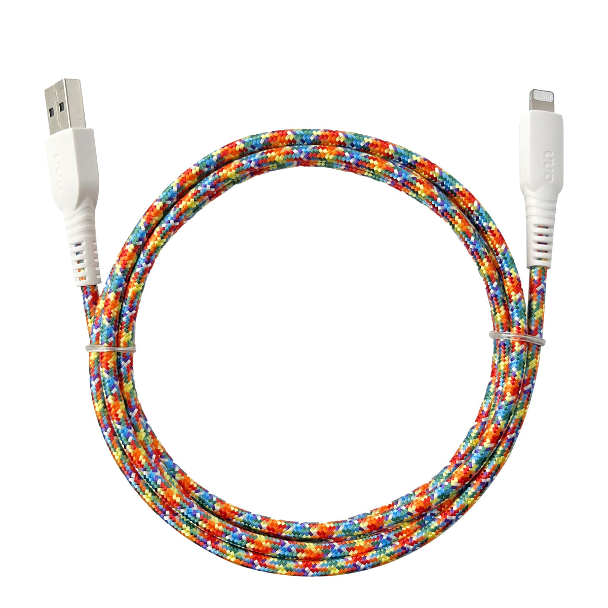 onn 6ft Lighting to USB A Braided Cable, MFI Certified, Rainbow - Compatible with iPhone 14/13/12/11/X/XR/XS/8/7/6/5, iPad, Airpods and more