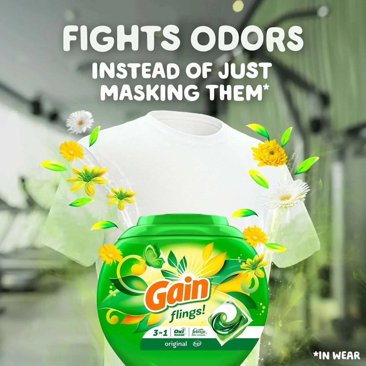 Gain Flings 3-in-1 Oxi Boost and Febreze Laundry Detergent Pacs, Original Scent, 31 Count