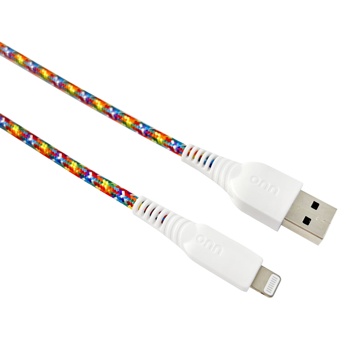 onn 6ft Lighting to USB A Braided Cable, MFI Certified, Rainbow - Compatible with iPhone 14/13/12/11/X/XR/XS/8/7/6/5, iPad, Airpods and more