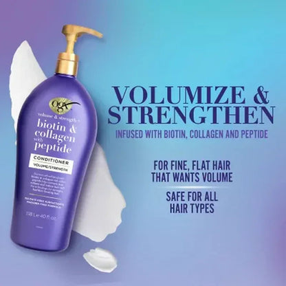 OGX Volume & Strength + Biotin & Collagen with Peptide Conditioner (40 Fl. Oz.)