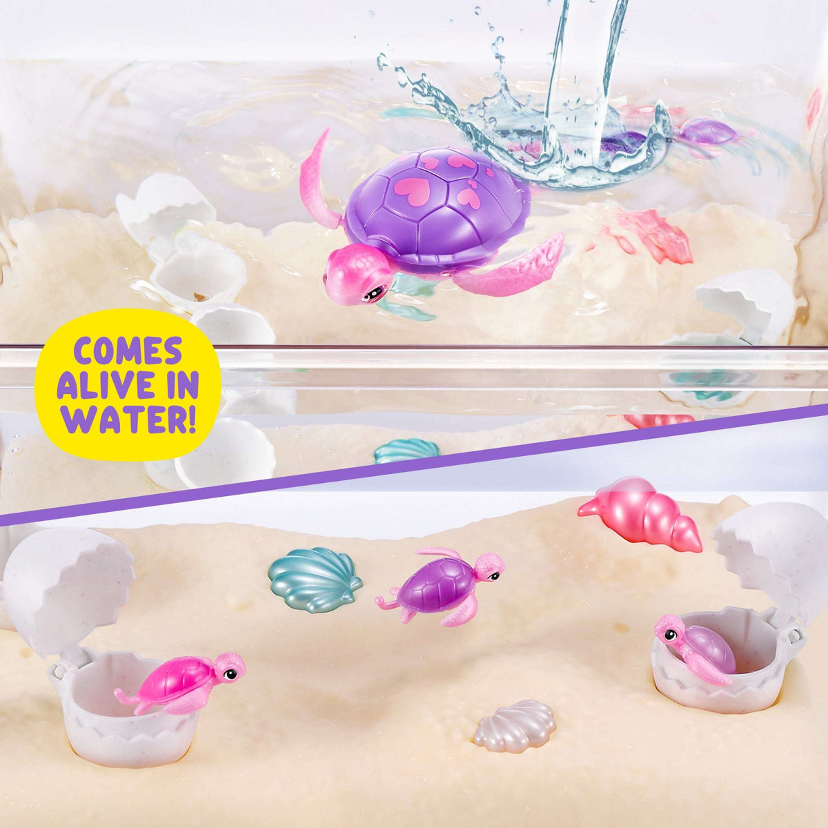 Pets Alive Mommy and Baby Turtle Surprise, Nurturing Play Interactive Electronic Pet, Realistic Pet Playset by ZURU for Kids Ages 3+