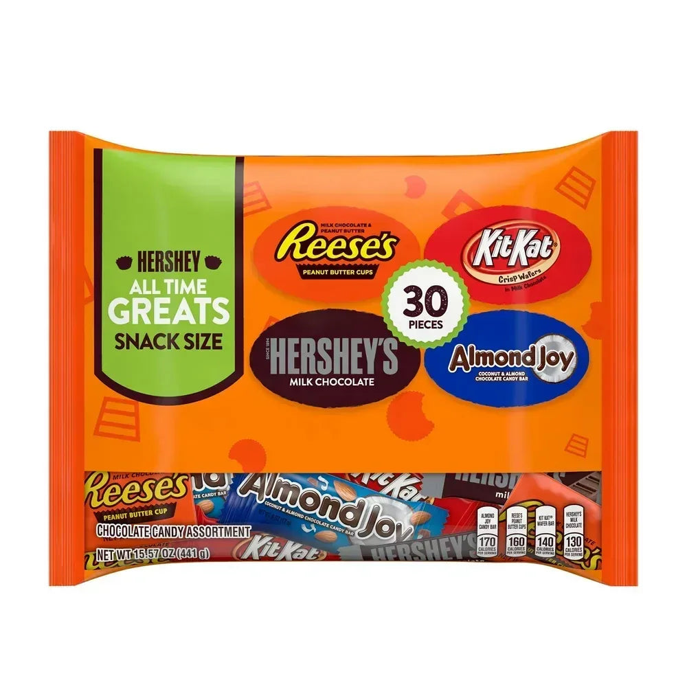 Hershey Assorted Chocolate Snack Size Candy, Variety Bag 15.57 Oz, 30 Pieces