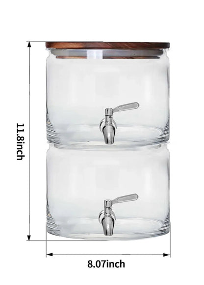 Better Homes & Gardens 240oz Stacking Glass Beverage Dispenser with Acacia Wood Lid