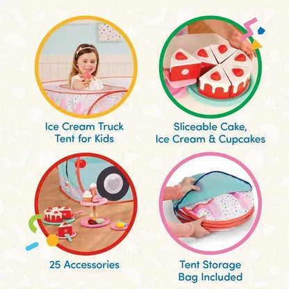 Battat Sweet Treats Pop-Up Shop Fabric Tent 25-Piece Dessert Set, Toddler and Preschool Toys