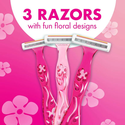 (2 pack) BIC Soleil 3 Simply Women's Disposable Razors, 3 Blades, 3 Count