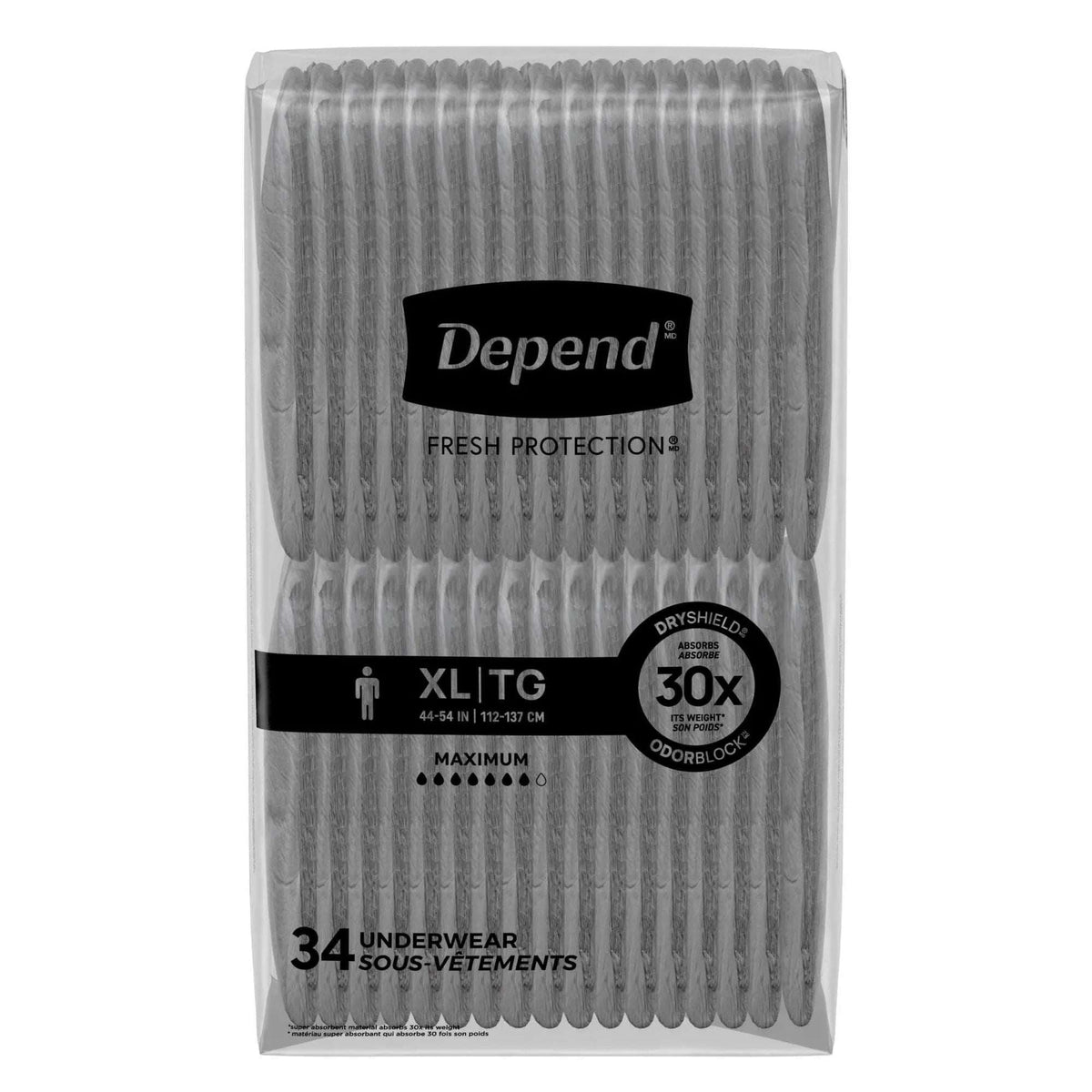 Depend Fresh Protection Incontinence Underwear for Men, Adult Diapers, XL