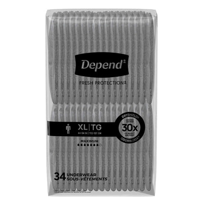 Depend Fresh Protection Incontinence Underwear for Men, Adult Diapers, XL
